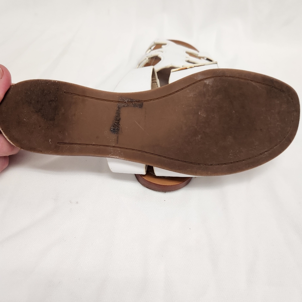 Tory Burch White Leather Anchor Flat Slides Size 6.5 - Picture 6 of 8